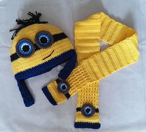 Touca e cachecol de Croche Minions