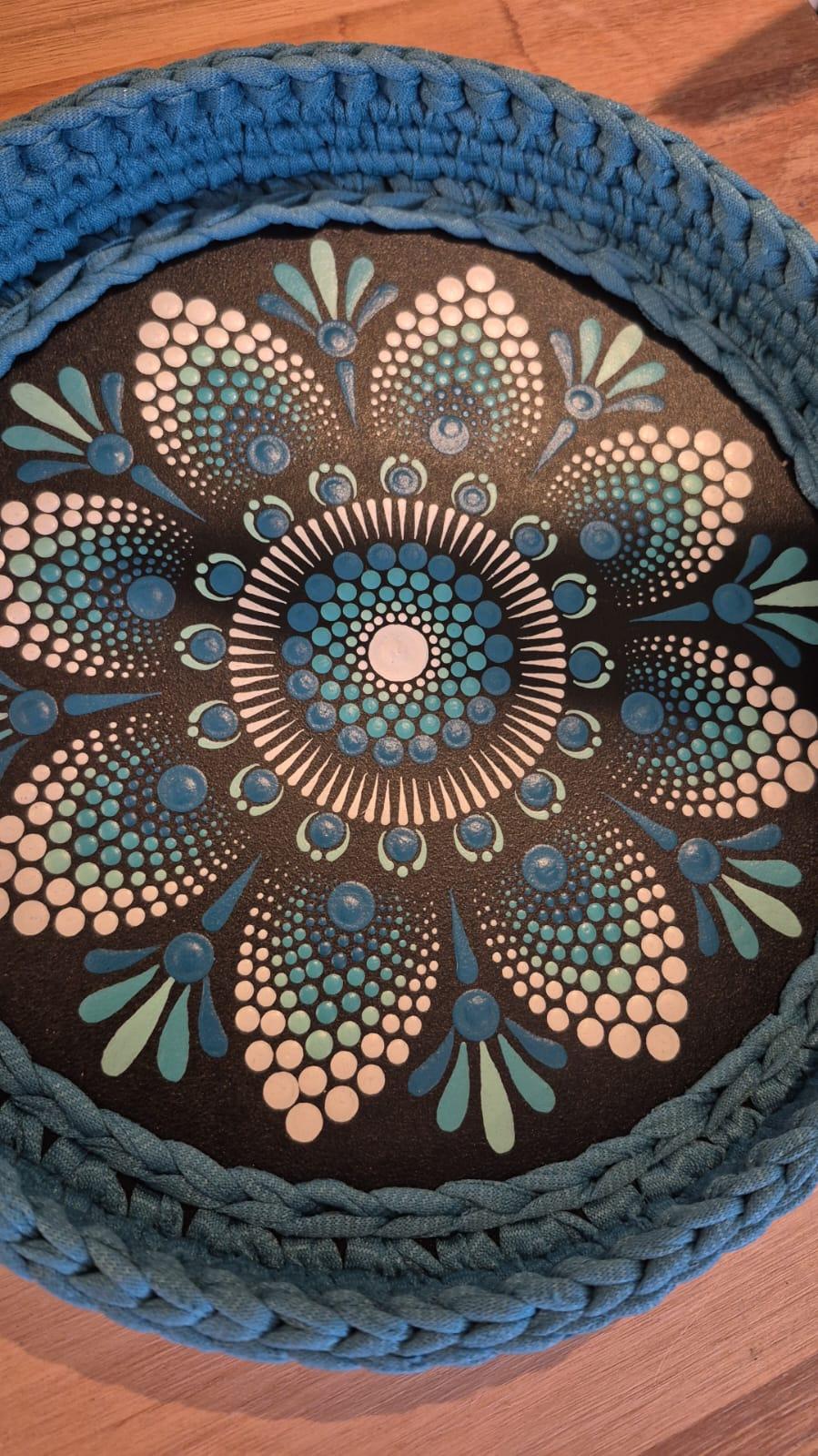 Porta Treco de Mandala pintada a Mão pontilhismo