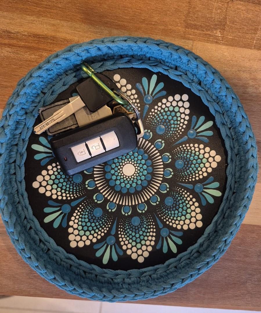 Porta Treco de Mandala pintada a Mão pontilhismo