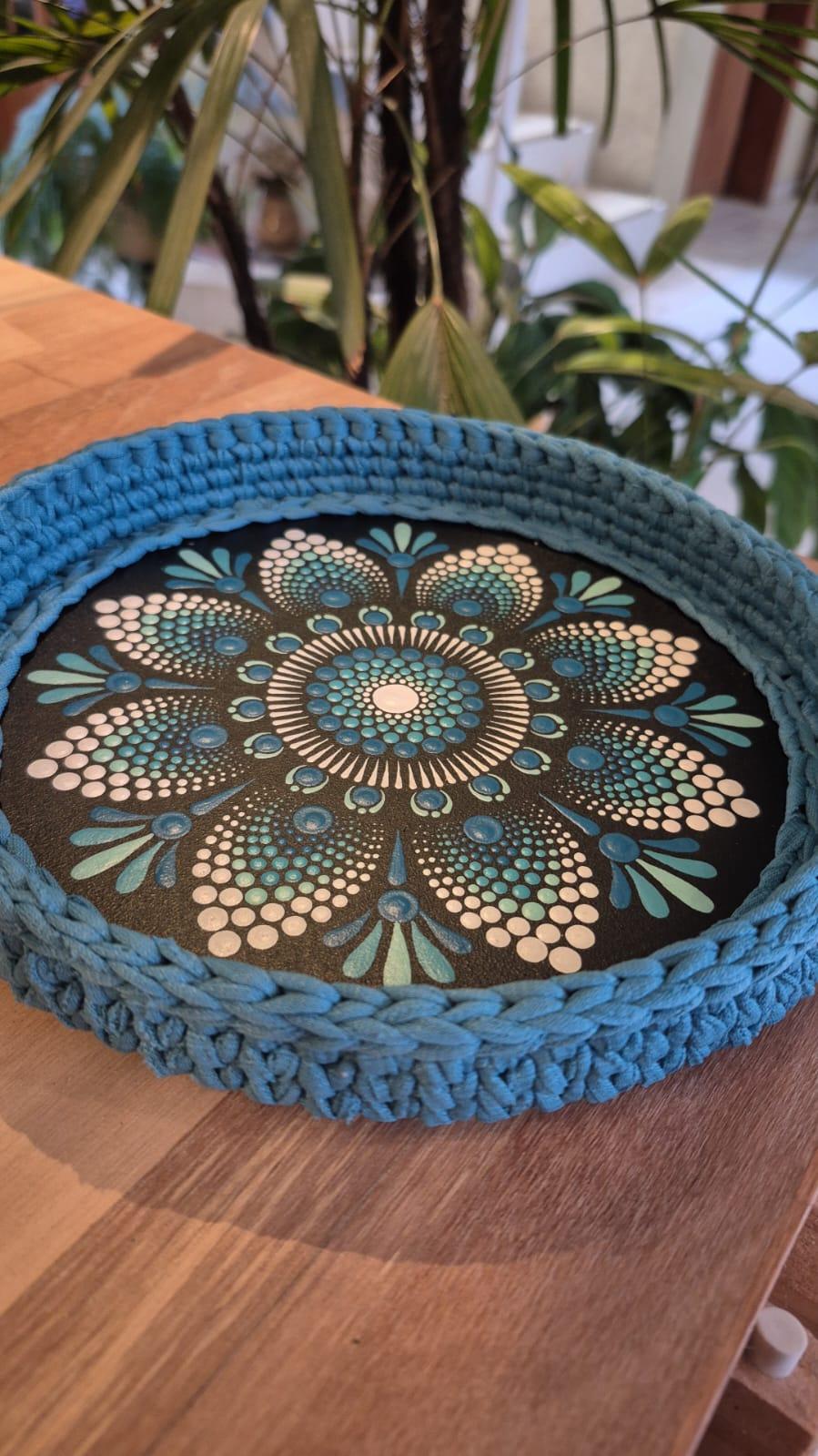 Porta Treco de Mandala pintada a Mão pontilhismo