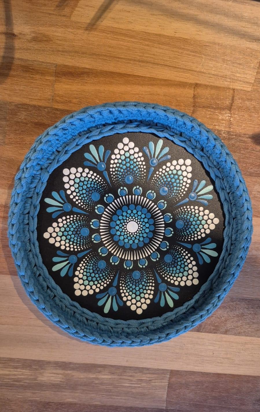 Porta Treco de Mandala pintada a Mão pontilhismo