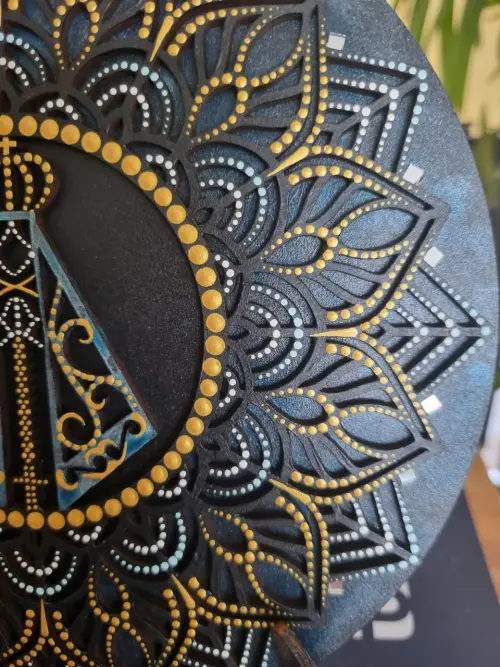 Mandala 3d Nossa Senhora Aparecida pintada a Mão pontilhismo