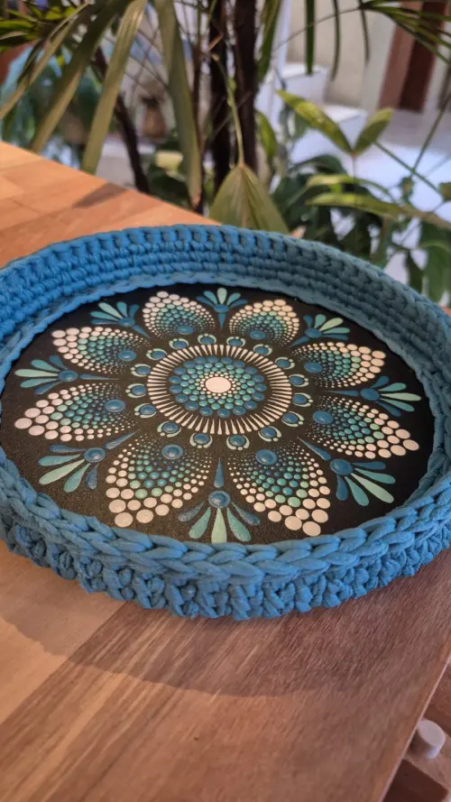 Porta Treco de Mandala pintada a Mão pontilhismo