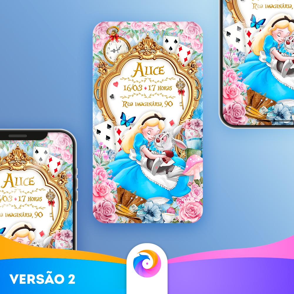 Alice no país das maravilhas (Azul) - Convite Mobile