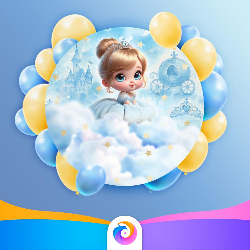 Cinderela Baby (cute) - Painel Redondo