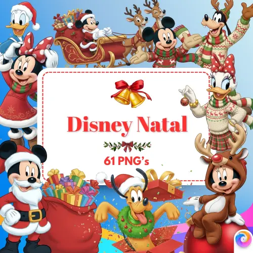 Kit Digital Turma do Mickey Natal - 61 PNG Elementos