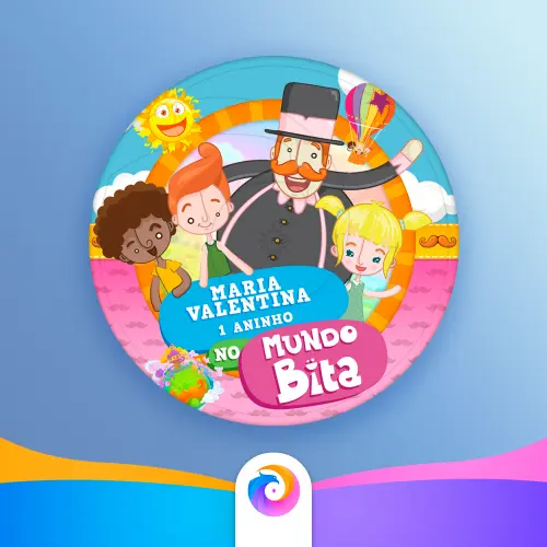 Mundo Bita - Rosa - Rótulo Redondo