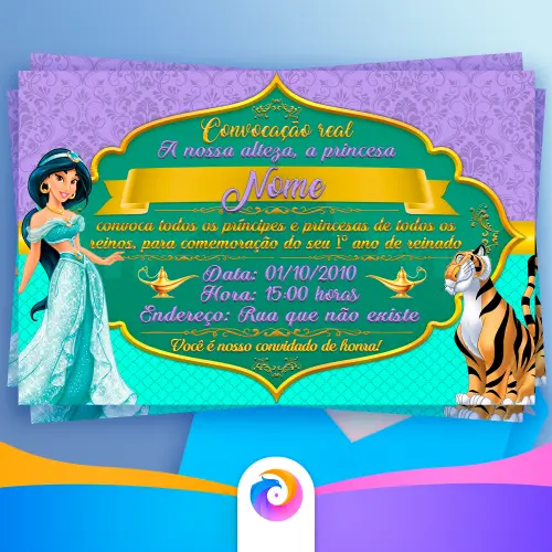 Princesa Jasmine - Convite
