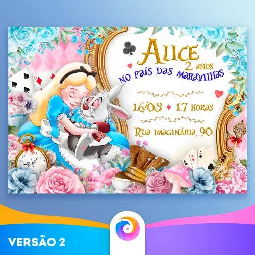 Alice no país das maravilhas (Rosa) - Convite
