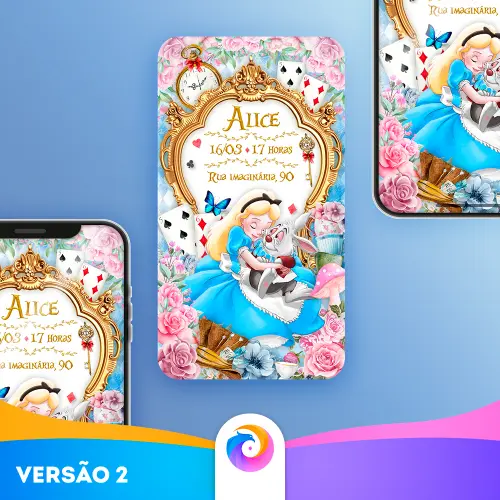 Alice no país das maravilhas (Azul) - Convite Mobile