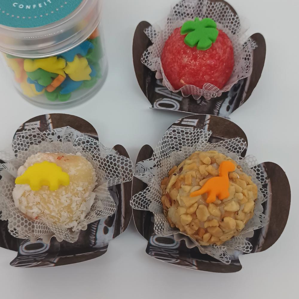 Mini Confeitos Dinossauros para decorar brigadeiros, cake donuts