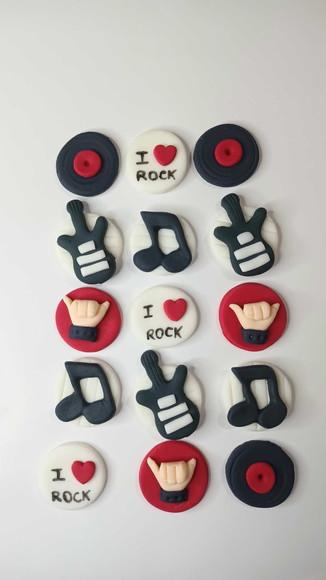20 Apliques 3cm Rock Música para Decorar Doces