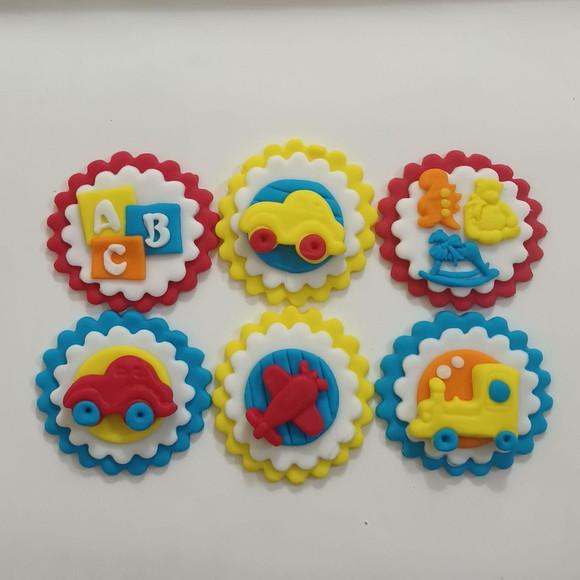 10 Apliques 5cm Brinquedos Meios de Transporte