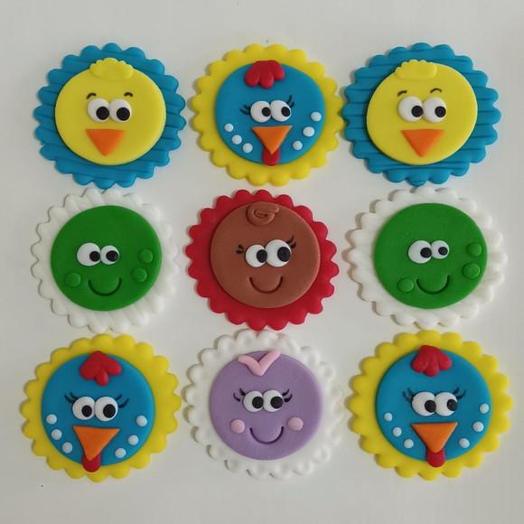 10 Apliques 5cm Pirulitos Galinha Pintadinha