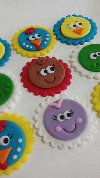 10 Apliques 5cm Pirulitos Galinha Pintadinha