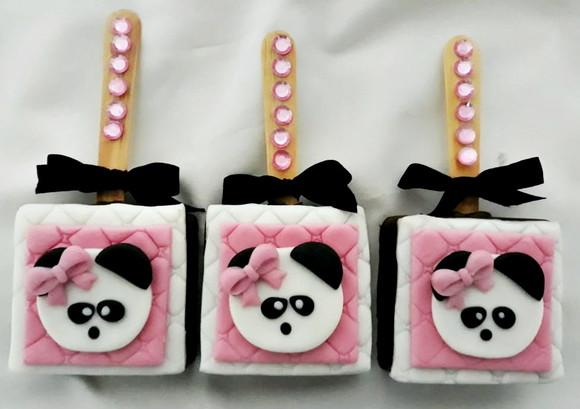 10 Apliques 6x6 cm Bolo no Palito Panda
