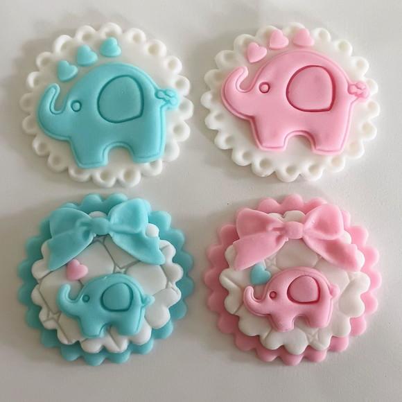 10 Apliques 6cm Elefantinho para Cupcakes
