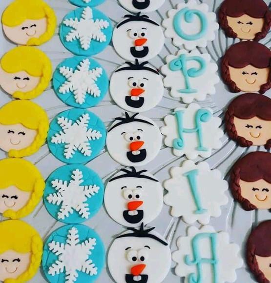 10 Apliques Açúcar 5 cm para pirulitos Frozen