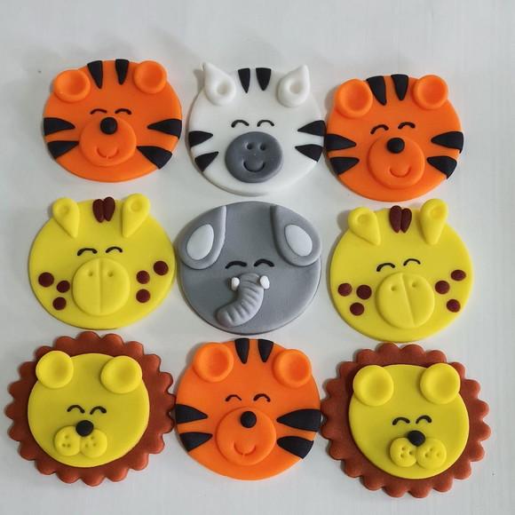 10 Apliques Açúcar Pirulitos Safari 5cm