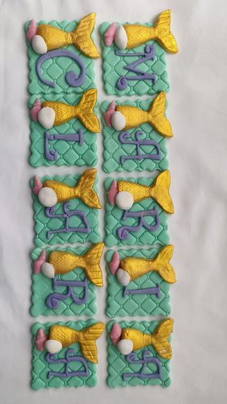 10 Apliques Bolo no Palito Sereia 6x6 cm