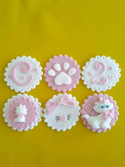 10 Apliques Cupcakes 6cm Gatinha Marie