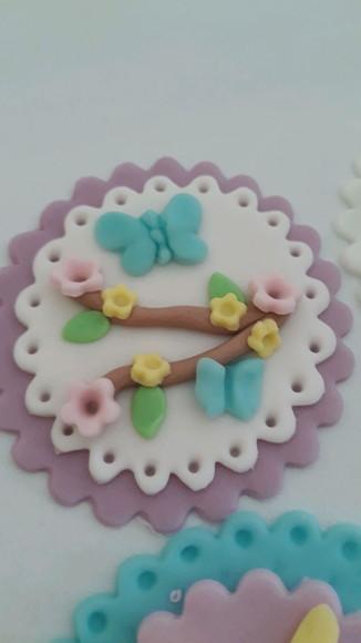 10 Apliques Cupcakes 6cm Jardim Encantado
