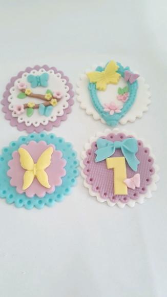10 Apliques Cupcakes 6cm Jardim Encantado