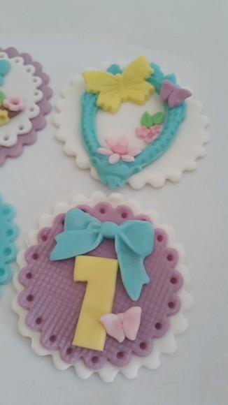 10 Apliques Cupcakes 6cm Jardim Encantado