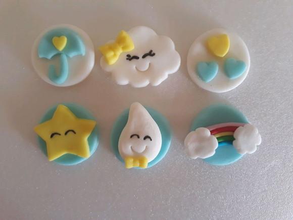 10 Apliques de açúcar 3 cm Chuva de Amor
