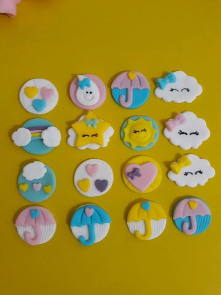 10 Apliques de açúcar 3 cm Chuva de Amor
