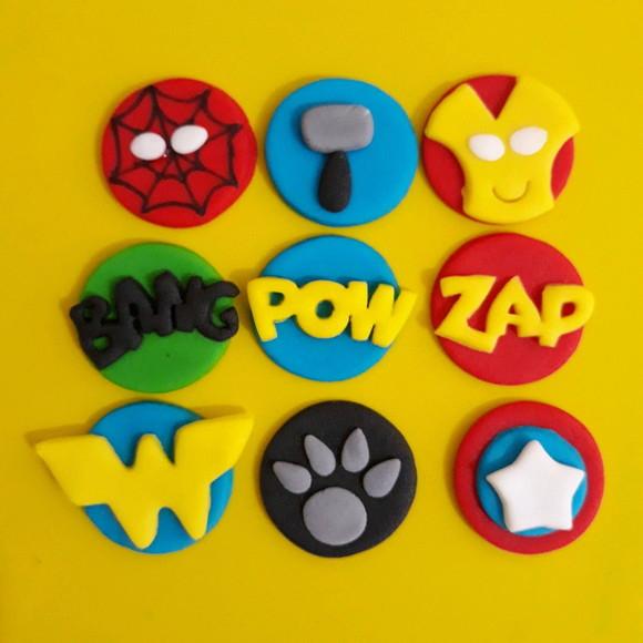 10 Apliques de açúcar 3 cm Super Herois