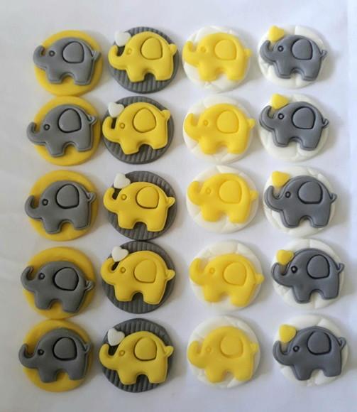 10 Apliques de açúcar 3cm Elefantinho para bombons