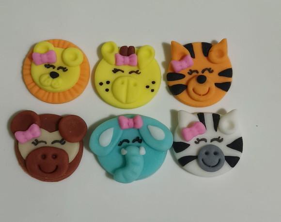10 Apliques de açúcar 3cm para doces Safari Rosa