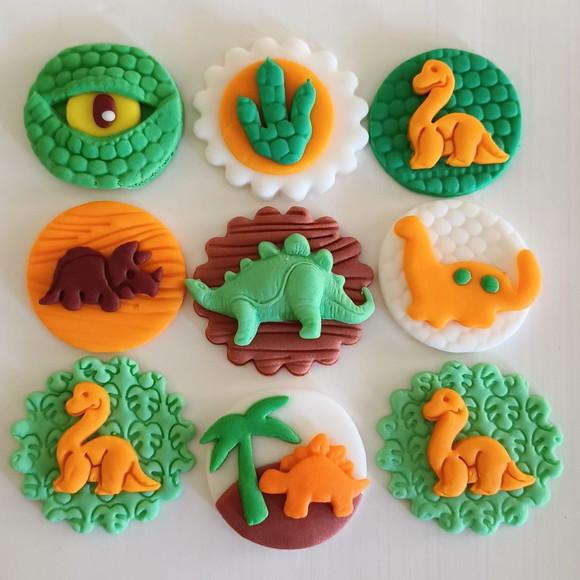 10 Apliques de Açúcar 4cm Dinossauros Jurassic
