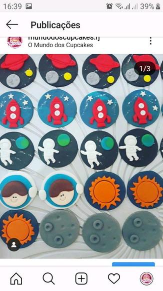 10 Apliques de açúcar 5 cm Astronauta planetas