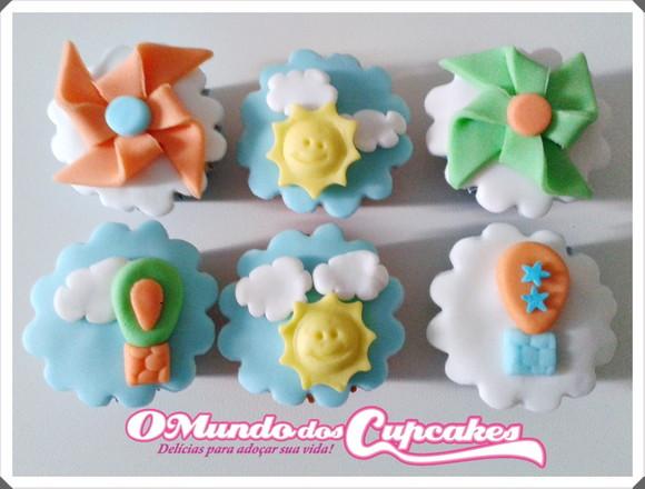 10 Apliques de Açúcar 5cm Balão e Cataventos