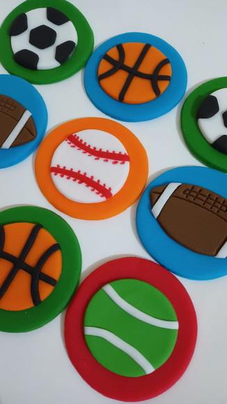 10 Apliques de Açúcar 5cm Bolas Esportivas