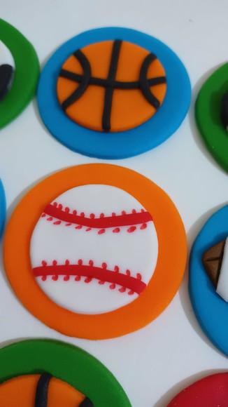 10 Apliques de Açúcar 5cm Bolas Esportivas