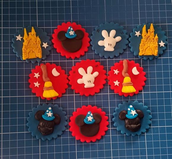10 Apliques de Açúcar 5cm Mickey Feiticeiro