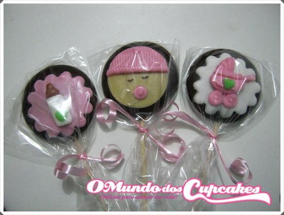 10 Apliques de açúcar 5cm Pirulitos Chá de Bebê