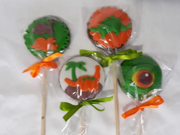 10 Apliques de açúcar 5cm Pirulitos Dinossauros