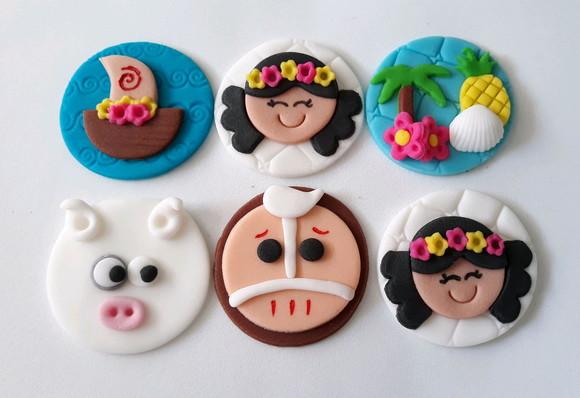 10 Apliques de açúcar 5cm Pirulitos Moana