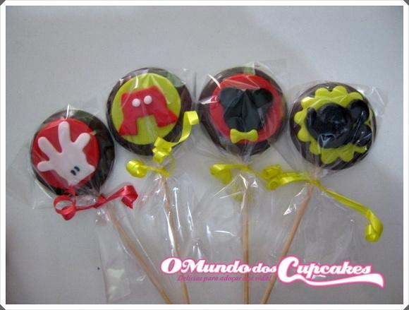 10 Apliques de açúcar 5cm Pirulitos Mickey