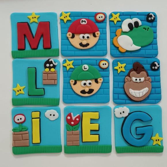 10 Apliques de Açúcar 6x6cm Super Mario Bros