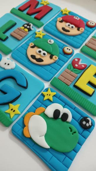 10 Apliques de Açúcar 6x6cm Super Mario Bros