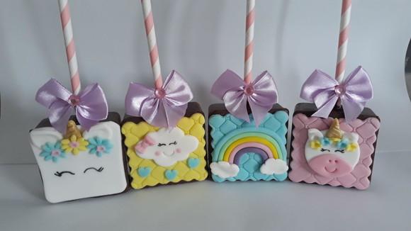 10 Apliques De Açúcar 6x6cm Unicornio