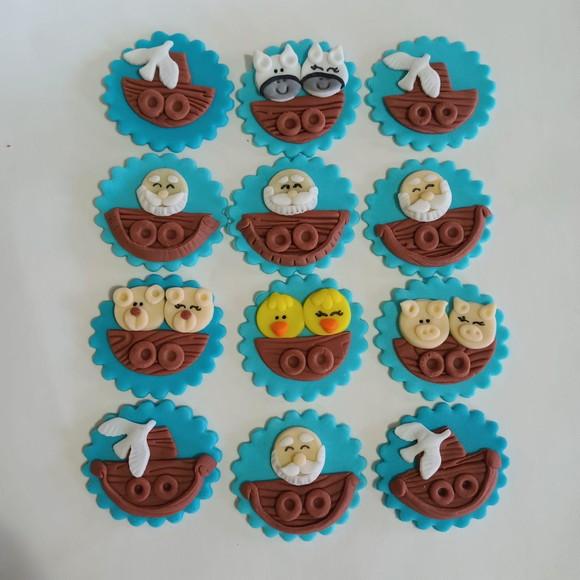 10 Apliques de Açúcar Cupcakes 6cm Arca de Noé