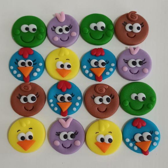 10 apliques de açúcar Doces Galinha Pintadinha - 3cm