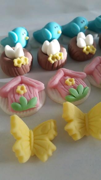 10 Apliques de açúcar doces 3cm Jardim Encantado
