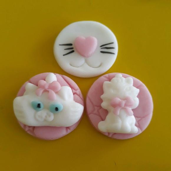 10 Apliques de açúcar Gatinha Marie 3cm